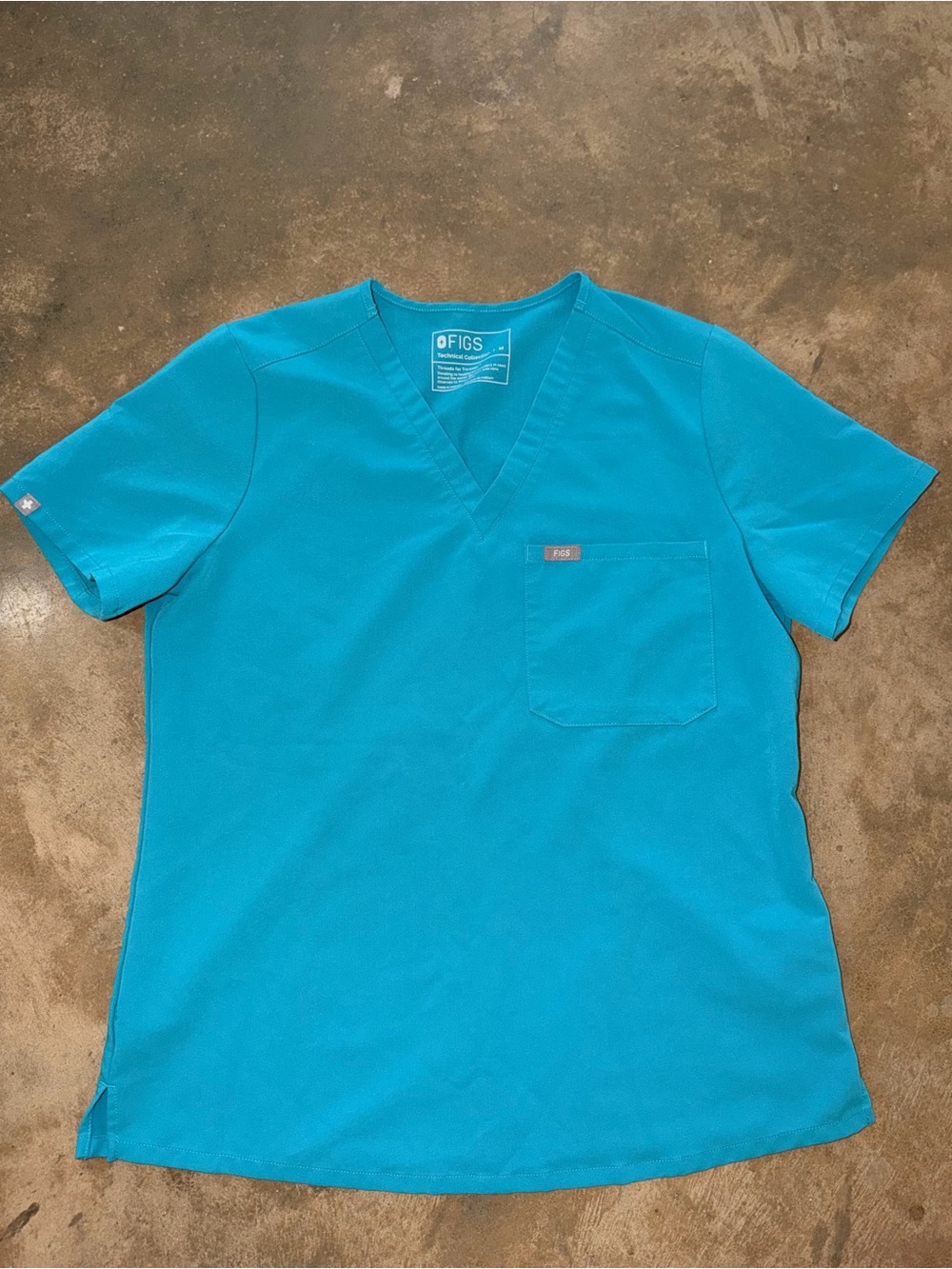 FIGS Catarina Scrub Top Turquoise Blue V Neck Medium Technical Collection M